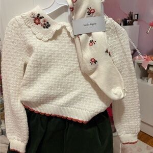 NWT Haute Hippie Cream Sweater with Floral Details